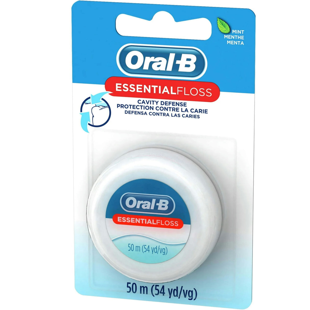 Oral-B Essential Floss Cavity Defense Mint Waxed Dental Floss, 50m/54 Yards