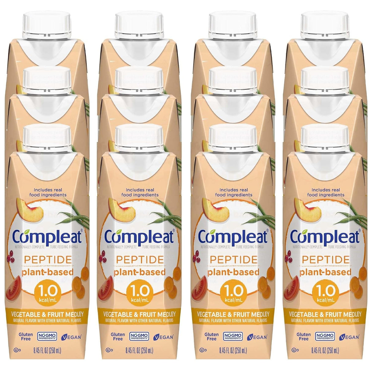 Compleat Peptide Tube Feeding Formula, Plant Based, Vegetable Fruit Medley, 250 mL