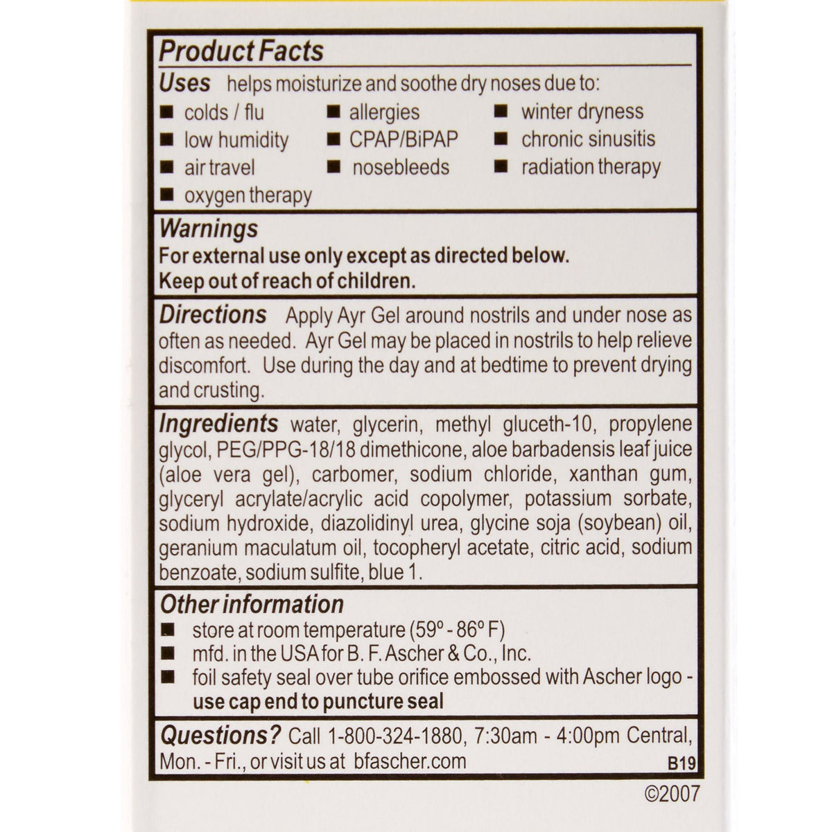 Ayr Saline Nasal Gel, Nasal Moisturizer, With Aloe, 0.5 oz Tube - 00225052547 - LL Medico