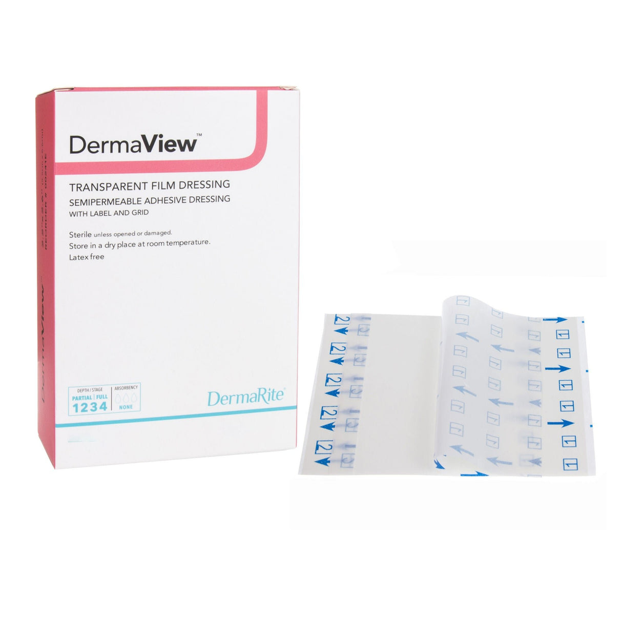 Dermarite DermaView Transparent Film Dressing, 4 x 5 Inch