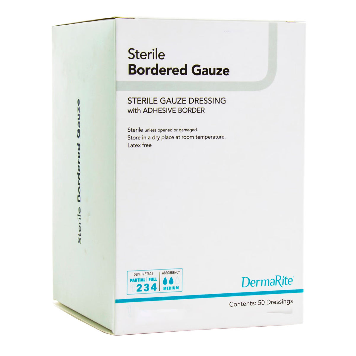 DermaRite Bordered Gauze, Island Dressing, 2 x 2", White, Gauze, Sterile - 00261E-Single - LL Medico