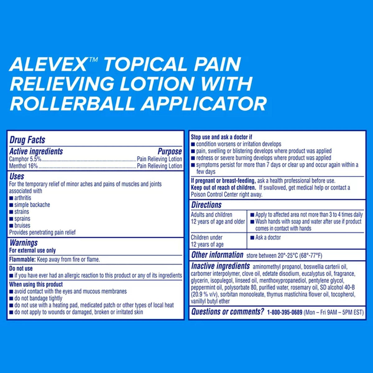 AleveX Pain Relieving Lotion, Max Strength Menthol, Roll-On, 2.5 oz - 00280005001 - LL Medico