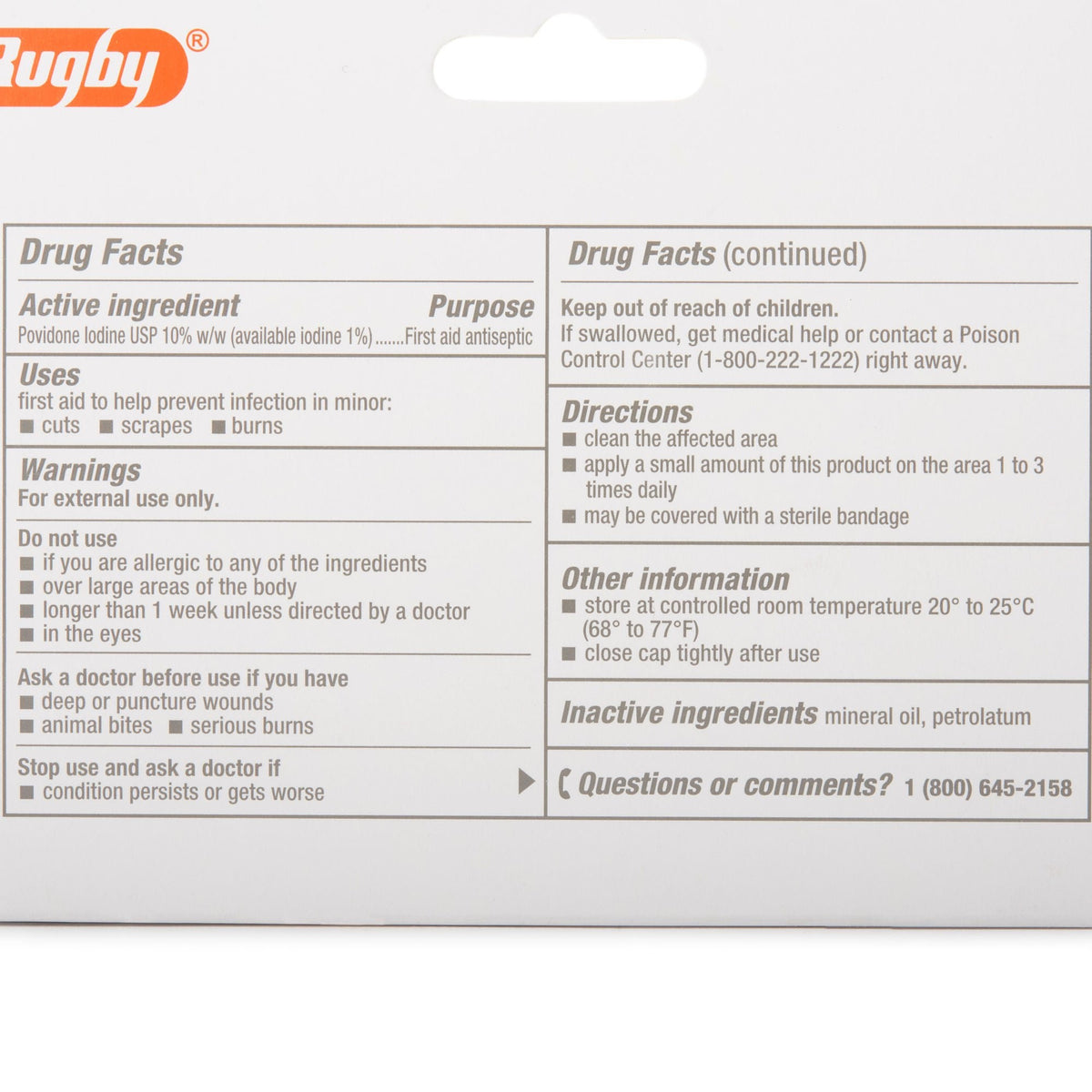 Rugby Povidone-Iodine Antiseptic Ointment, 1 oz - 00536127180 - LL Medico