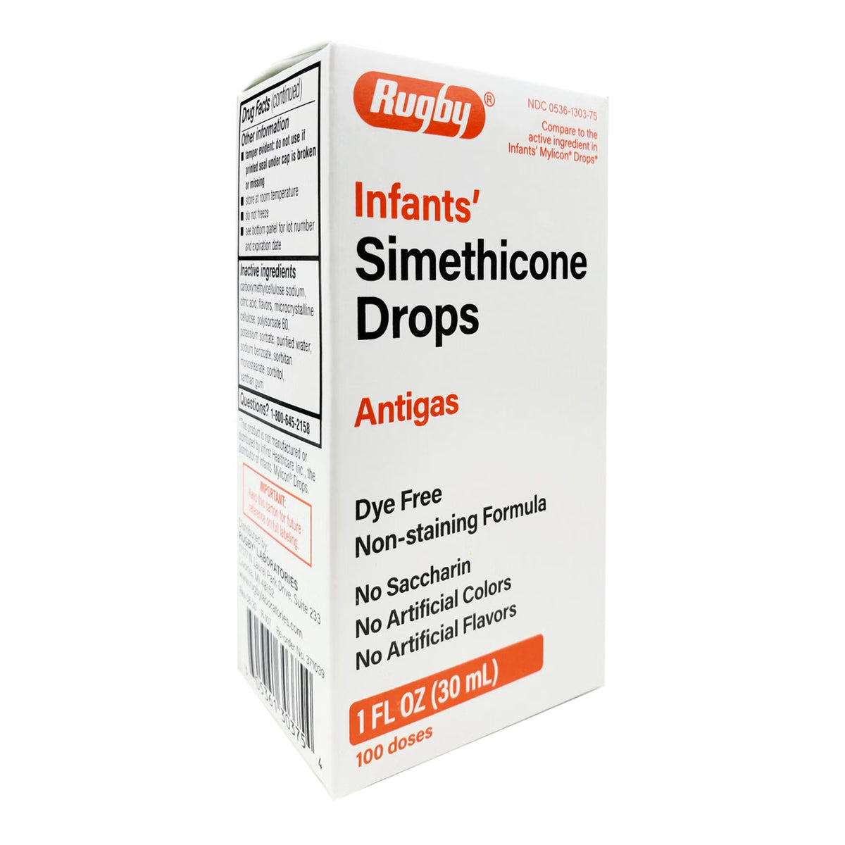 Rugby Infant Gas Relief Oral Drops, Simethicone 40 mg / 0.6 mL, 1 oz - 00536130375 - LL Medico