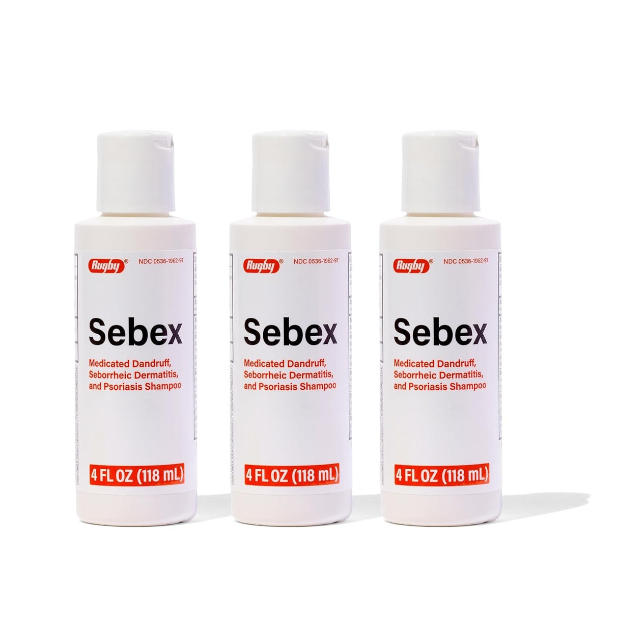Rugby Sebex Medicated Dandruff, Seborrheic Dermatitis & Psoriasis Shampoo, Unscented, 4 fl oz
