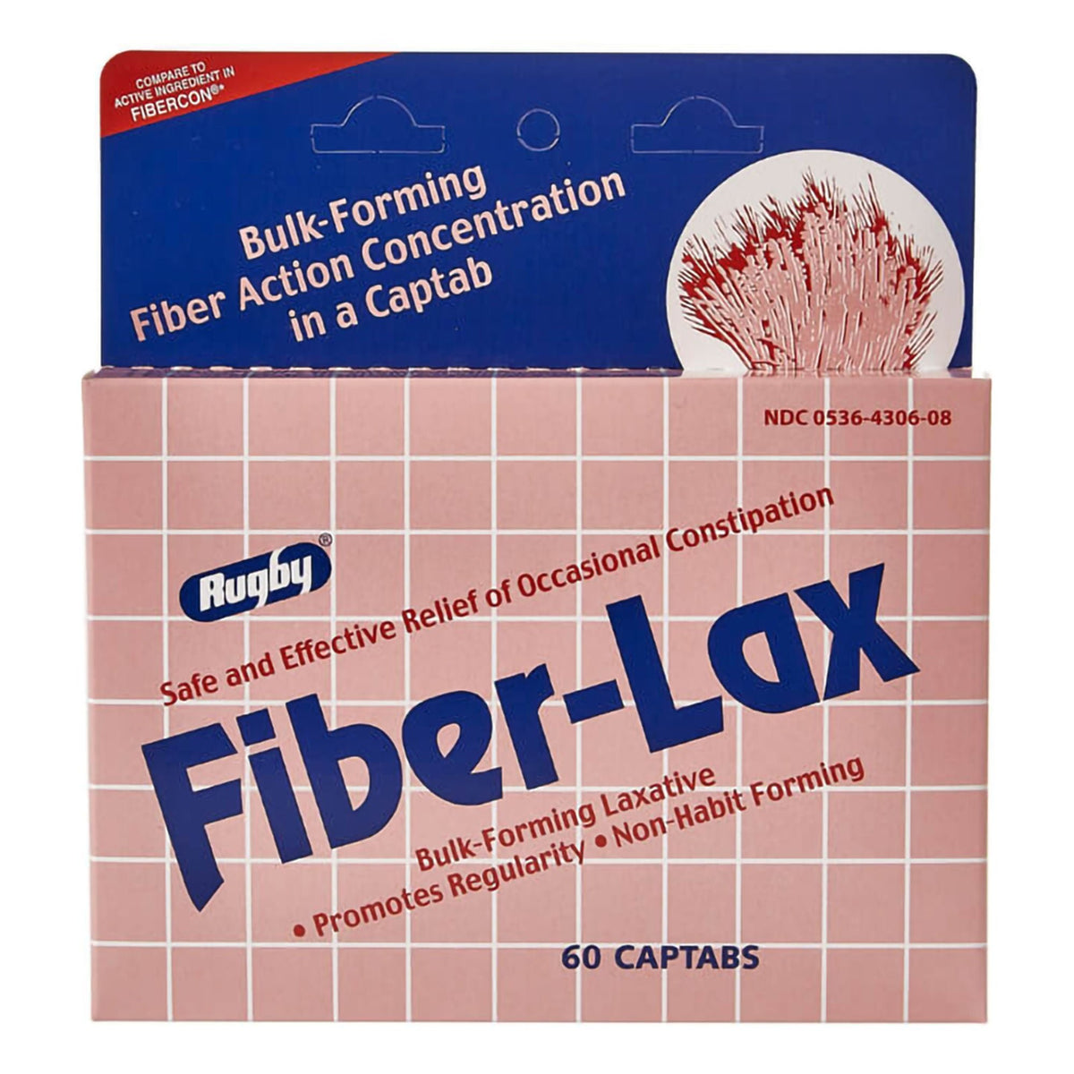 Rugby Fiber-Lax Laxative Tablets, Calcium Polycarbophil, 500 mg - 00536430608 - LL Medico