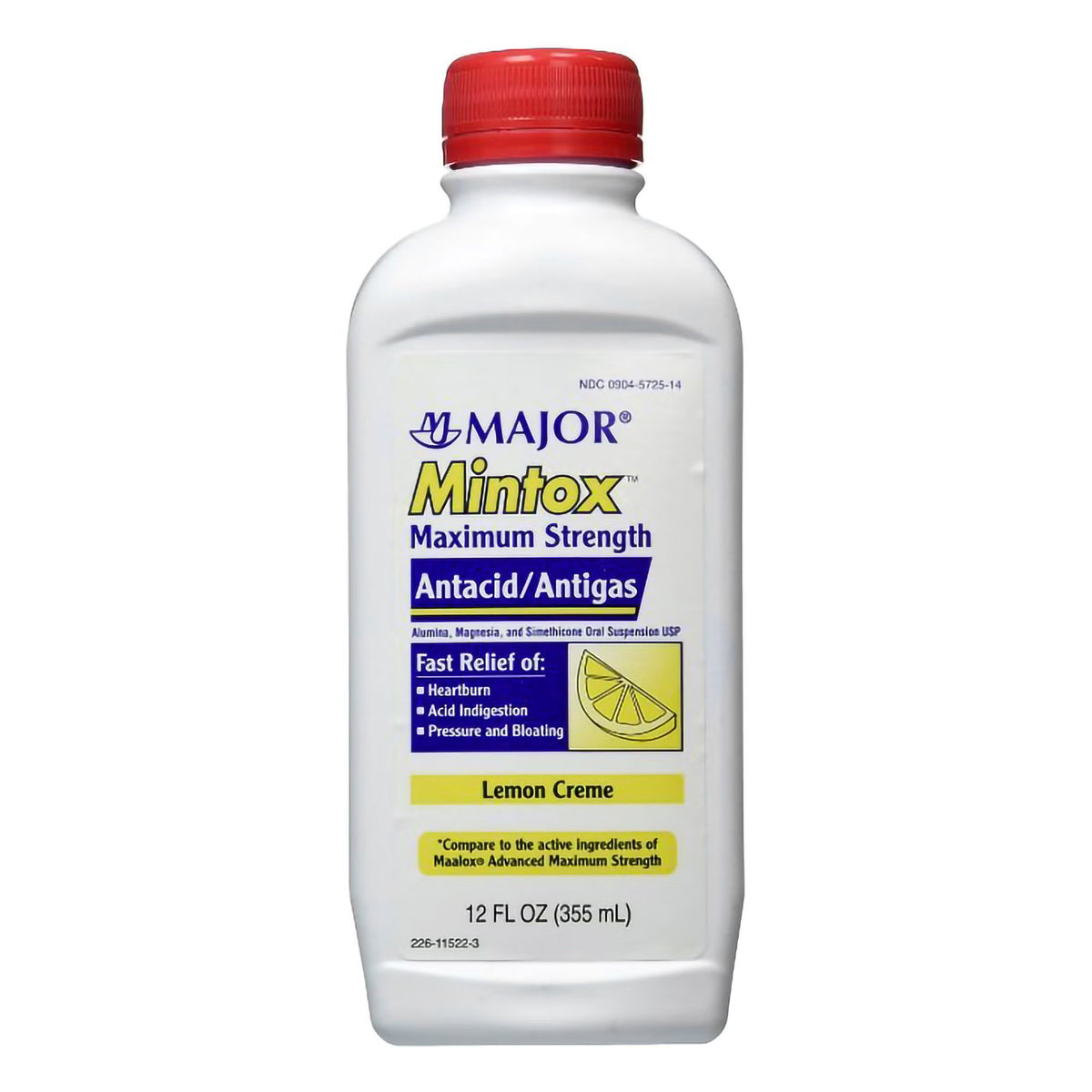 Mintox Antacid Oral Suspension, Aluminum Hydroxide / Magnesium Hydroxide / Simethicone, 400 mg - 40 mg, 12 oz - 00904572514 - LL Medico