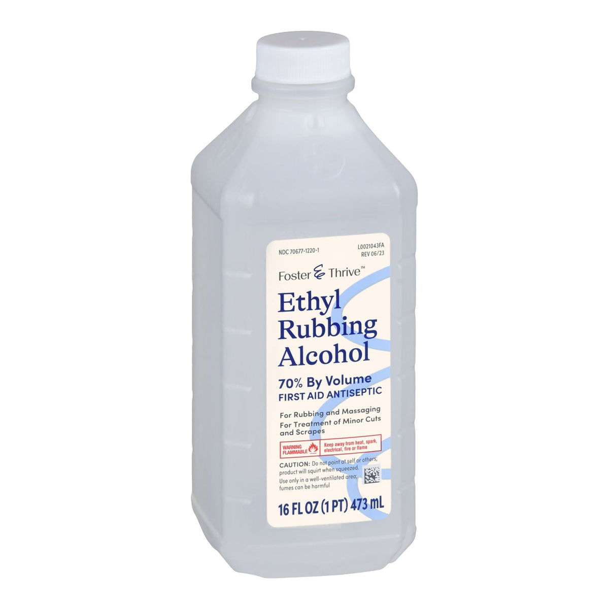 Foster & Thrive 70% Ethyl Rubbing Alcohol, Antiseptic, Topical Liquid, 16 oz Bottle - 01093995988-Single - LL Medico