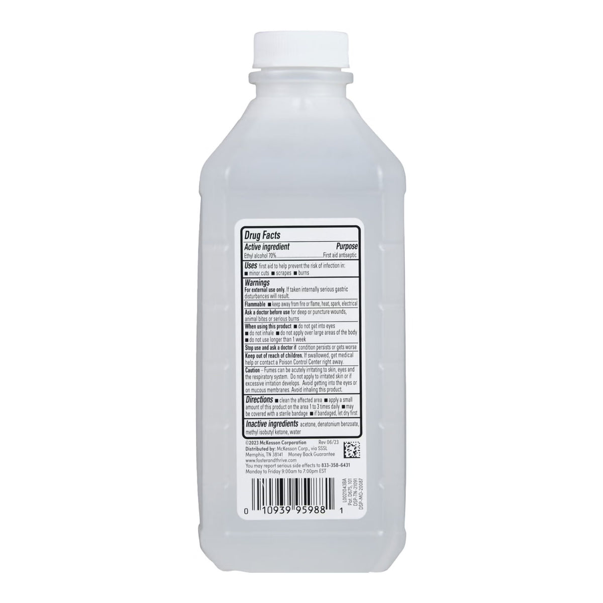 Foster & Thrive 70% Ethyl Rubbing Alcohol, Antiseptic, Topical Liquid, 16 oz Bottle - 01093995988-Single - LL Medico