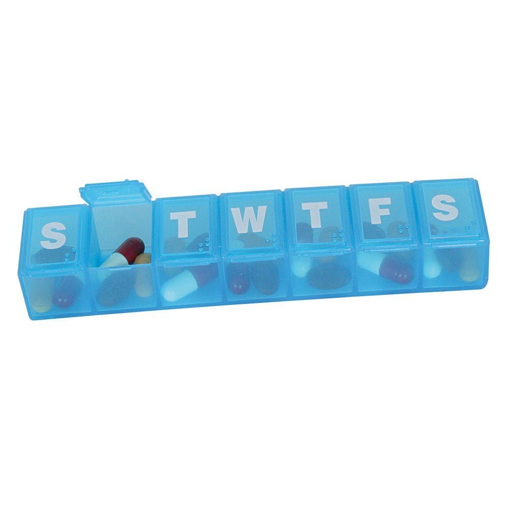 EZY Dose Classic Weekly Pill Organizer, 7 Day, Large Compartments, 1" x 1.25" x 6" - 02571567006 - LL Medico