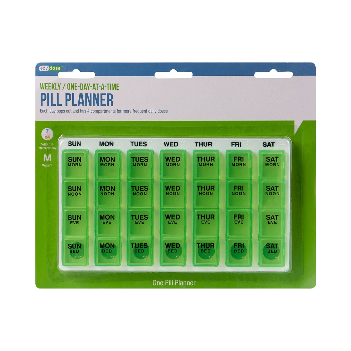 One-Day-At-A-Time Pill Organizer, Medium, 7 Day 4 Dose - 02571567124 - LL Medico