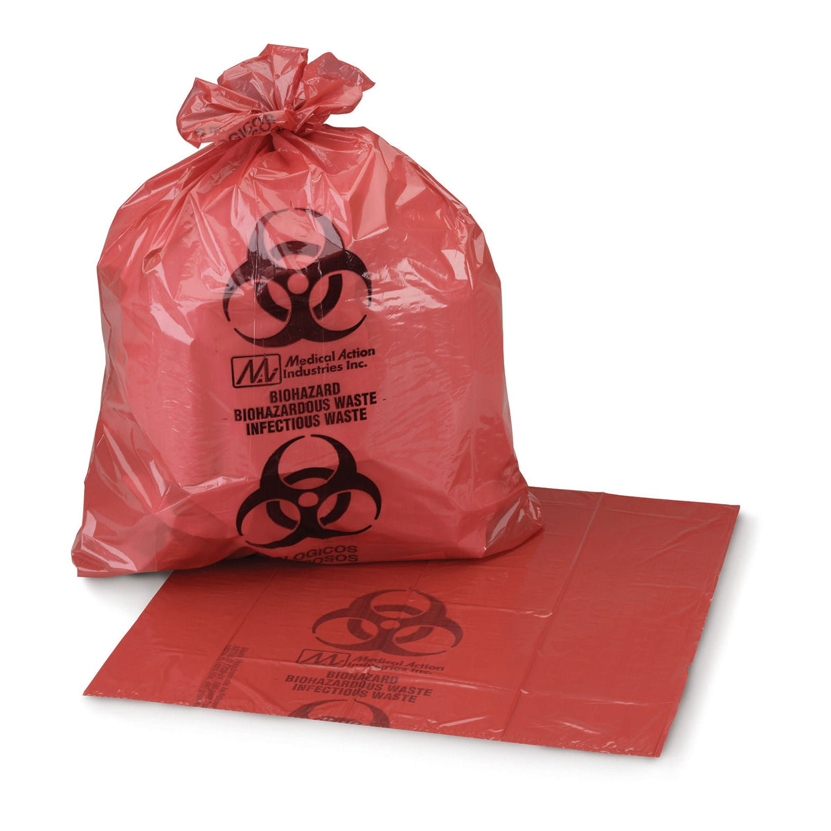 McKesson Biohazard Waste Bag, Infectious Waste, Biohazard Symbol, 30 to 33 gal, Red, LLDPE, 31 x 41" - 03-4771 - LL Medico