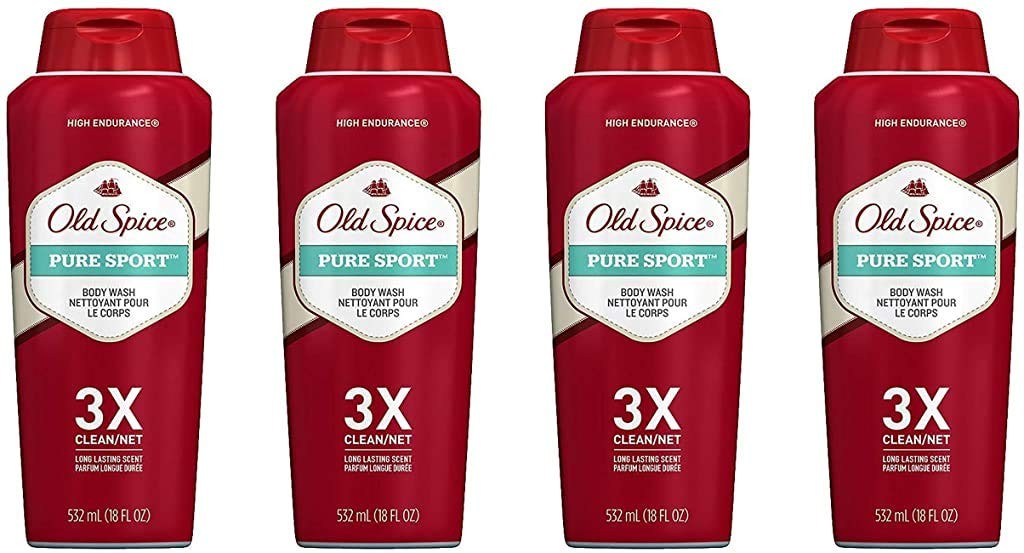 Old Spice Pure Sport High Endurance Body Wash, 18 oz, 4 Pack