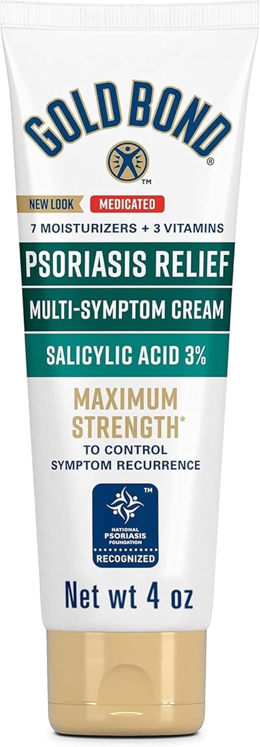Gold Bond Psoriasis Relief Medicated Multi-Symptom Cream, Salicylic Acid 3%, Unscented, 4 oz