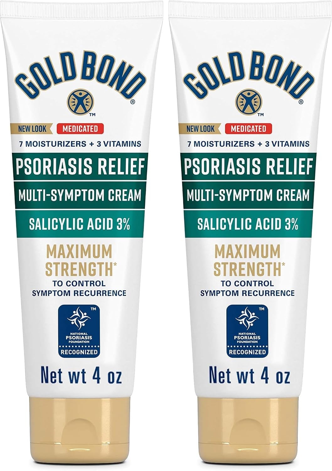 Gold Bond Psoriasis Relief Medicated Multi-Symptom Cream, Salicylic Acid 3%, Unscented, 4 oz