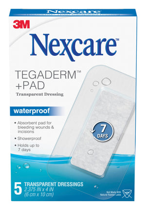 3M Nexcare Tegaderm+ Pad Transparent Dressing, Sterile, 2 3/8" x 4" - 05113183558 - LL Medico