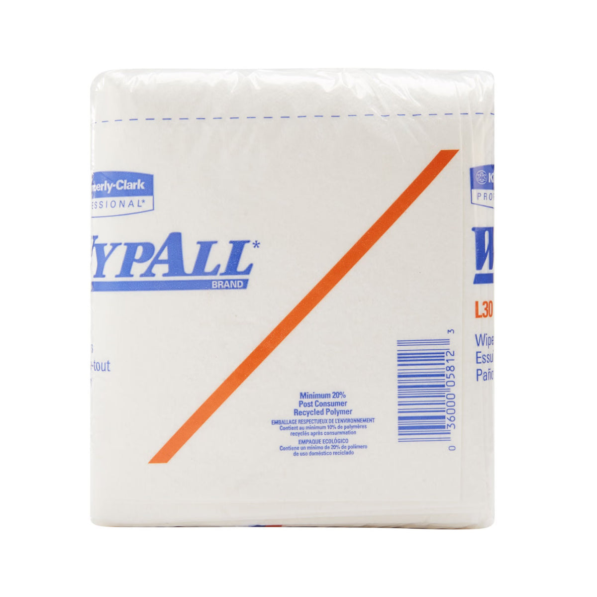 WypAll GeneralClean L30, Multipurpose Task Wipe, Heavy Duty, White, Double Re-creped DRC Cellulose, NonSterile, Disposable, 12 x 12.5" - 05812 - LL Medico