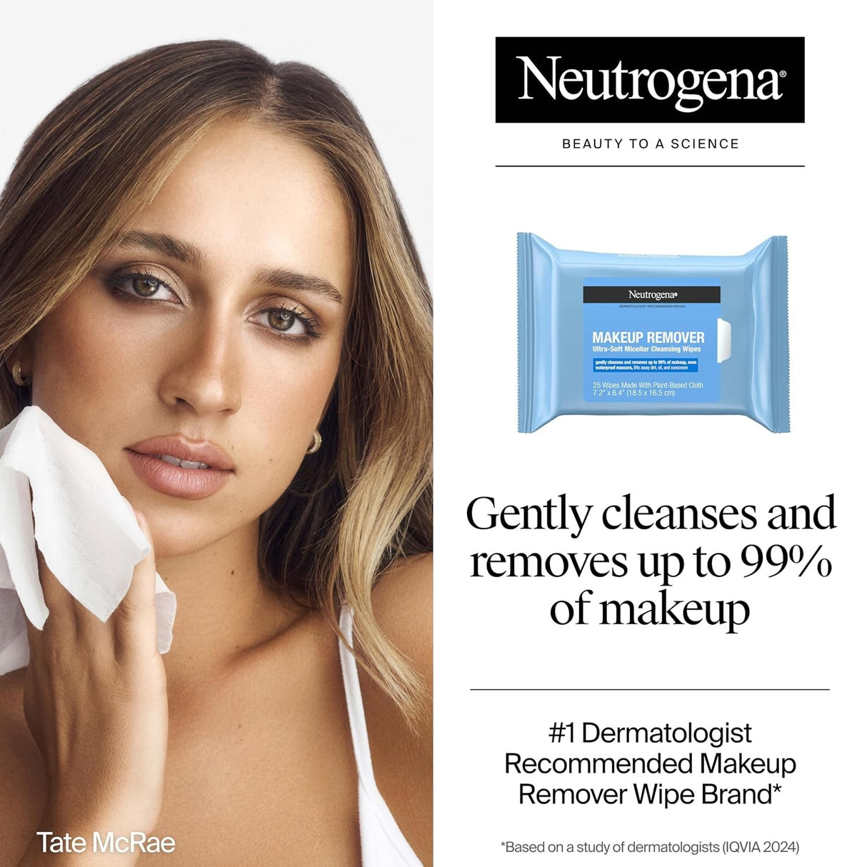 Neutrogena Makeup Remover Ultra-Soft Cleansing Towelettes, 25 Count, 7.2" x 6.4"