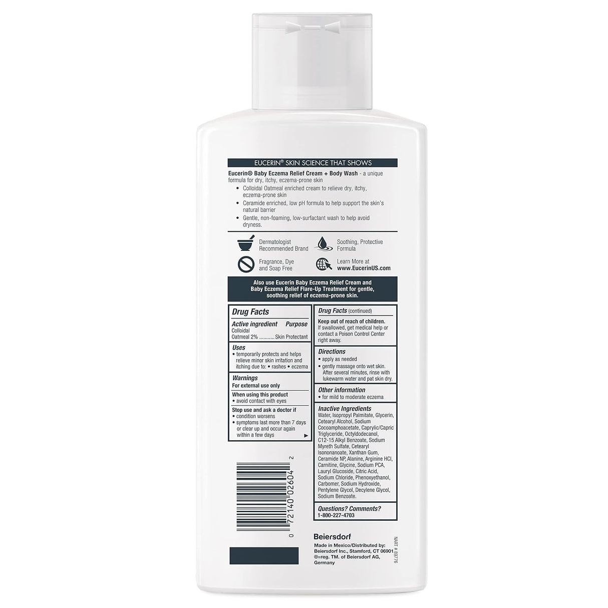 Eucerin Baby Eczema Relief Cream & Body Wash, Unscented, 13.5 fl oz