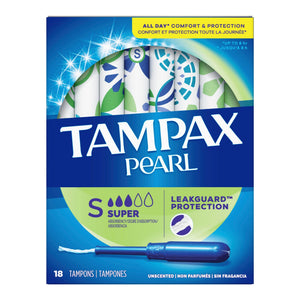 Tampax Pearl Tampons Super Absorbency, Unscented, 18 Count - 07301037908 - LL Medico