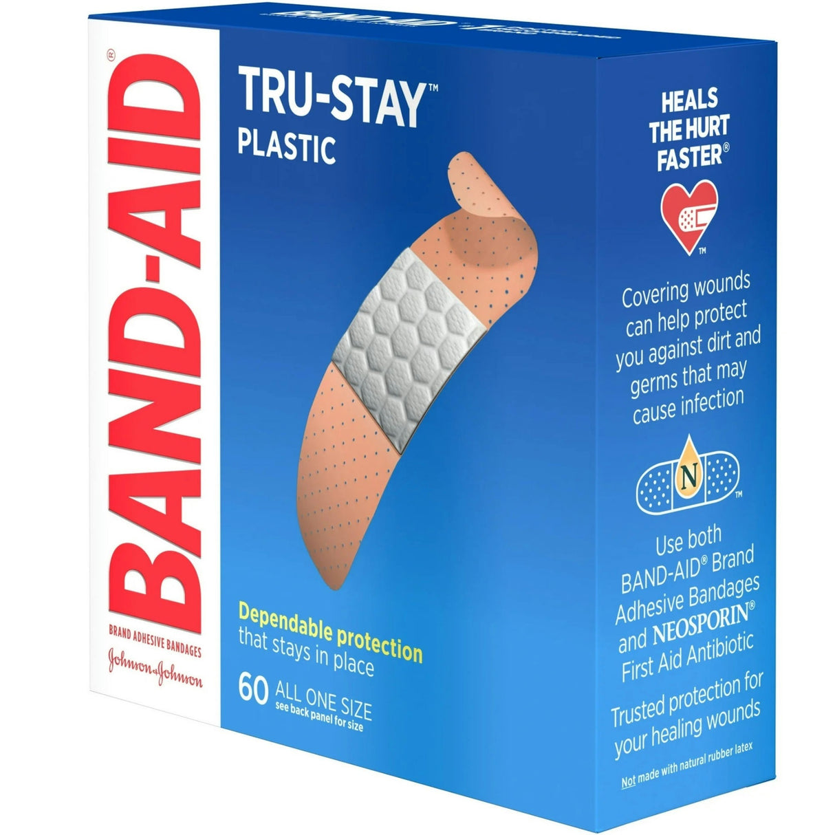 Band-Aid Tru-Stay Plastic Adhesive Bandages, 3/4 x 3 Inch