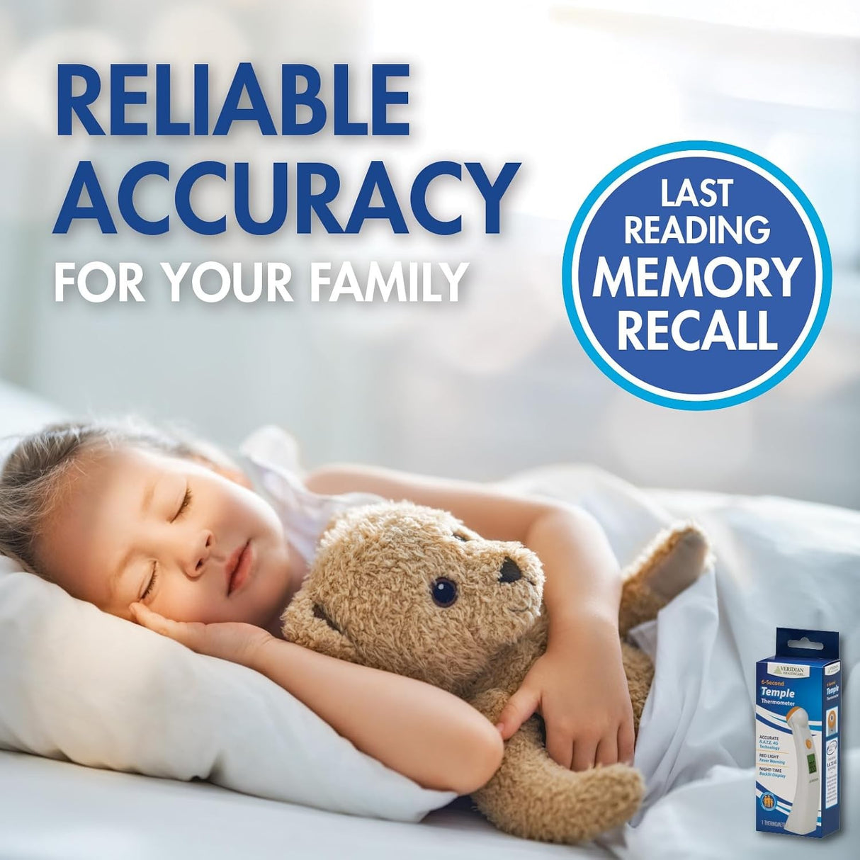Veridian Temporal Contact Thermometer, LCD Display