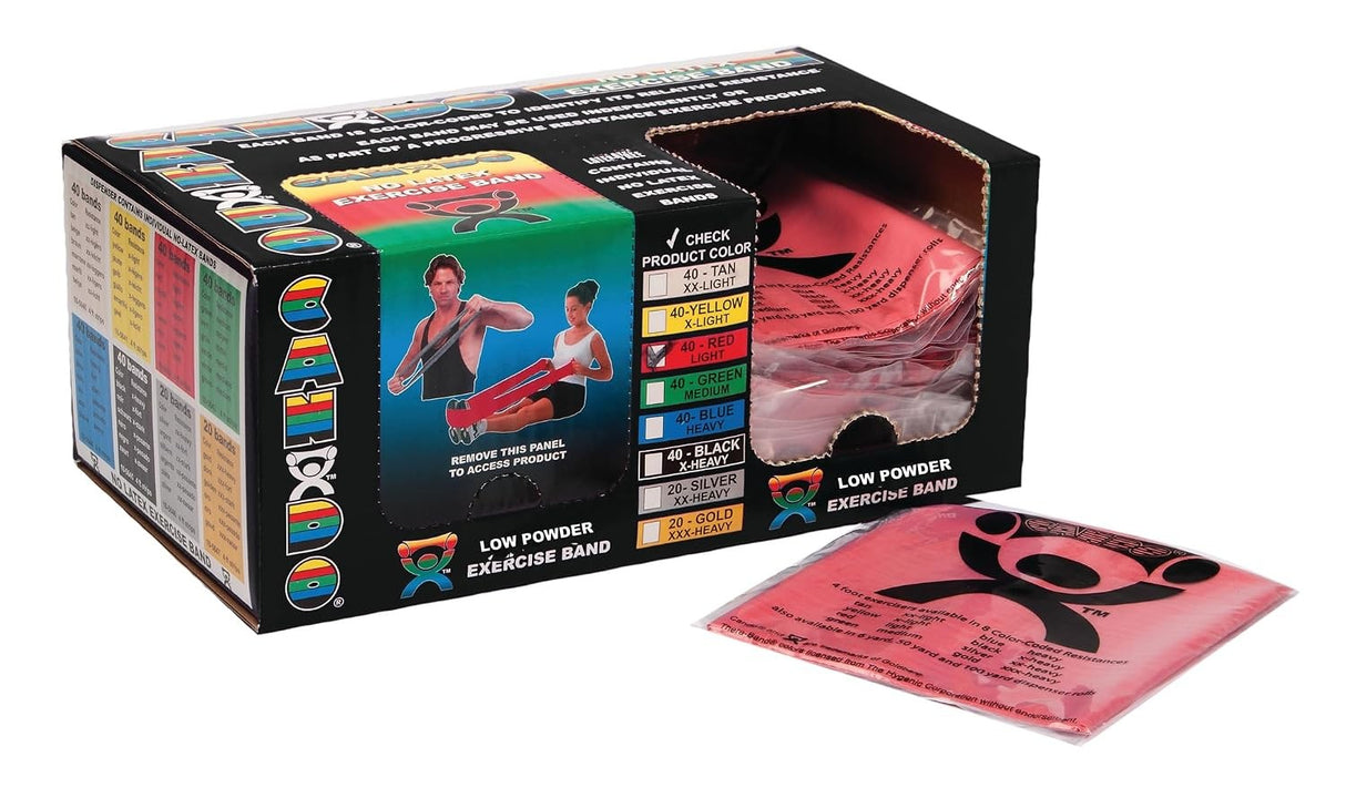 CanDo Low-Powder Exercise Resistance Band, Red, Light, 6 Yard