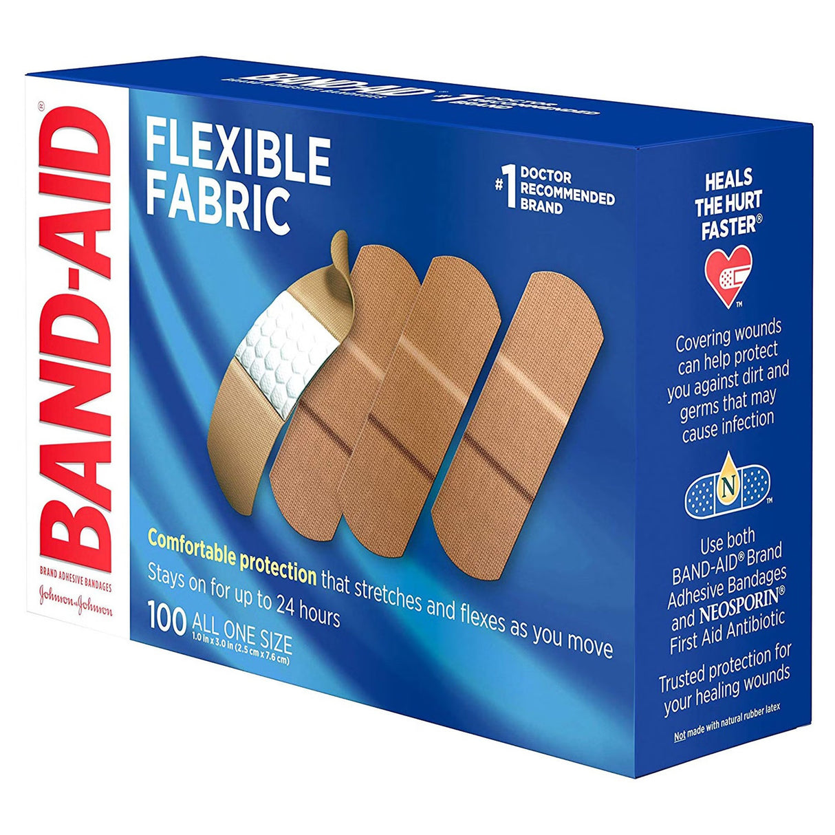 Band-Aid Flexible Fabric Tan Adhesive Strip, 1 x 3 Inch