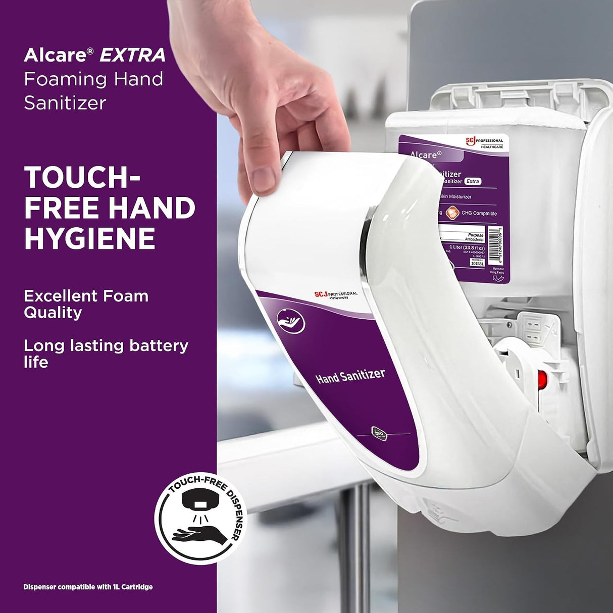 Alcare Extra Foaming Hand Sanitizer, Unscented, 1 Liter, Case of 3