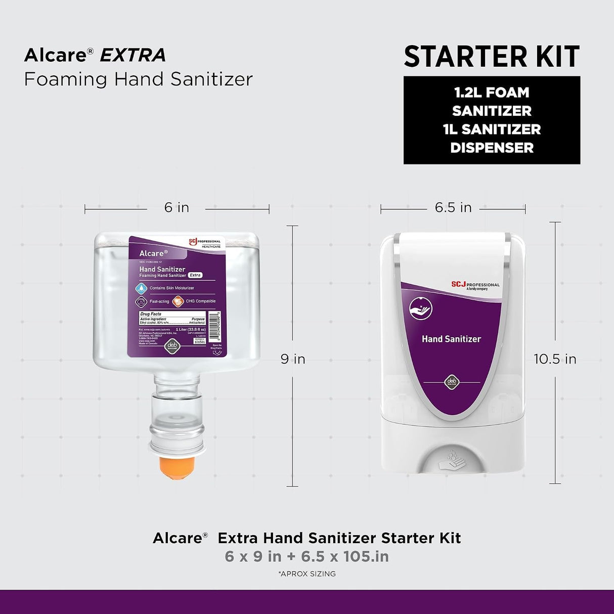 Alcare Extra Foaming Hand Sanitizer, Unscented, 1 Liter, Case of 3
