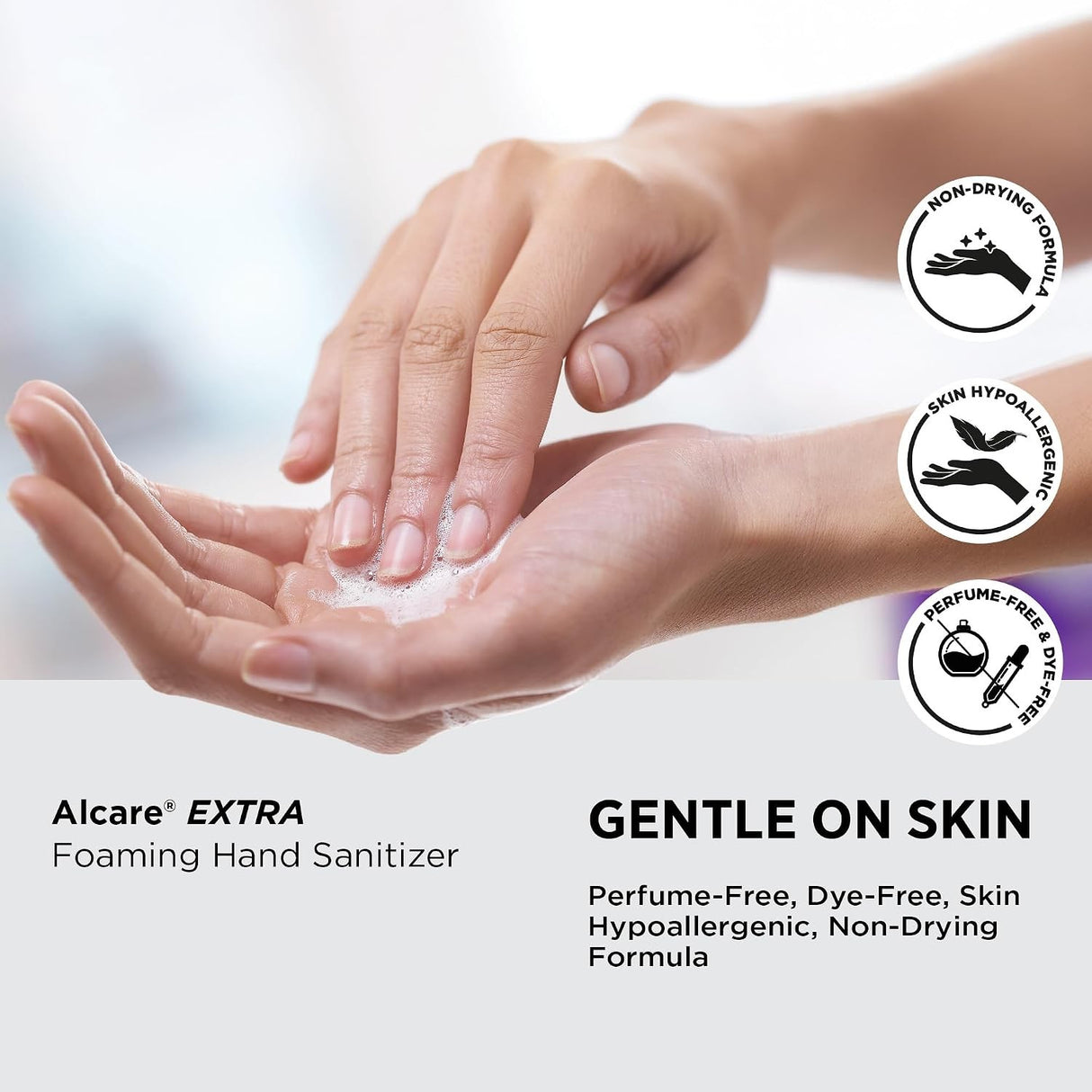 Alcare Extra Foaming Hand Sanitizer, Unscented, 1 Liter, Case of 3