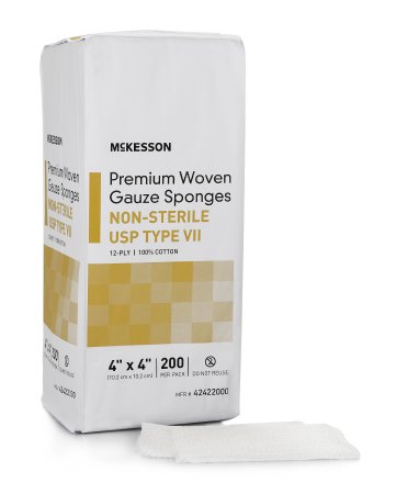 McKesson USP Type VII Gauze Sponge, 4 x 4 Inch, 12-Ply