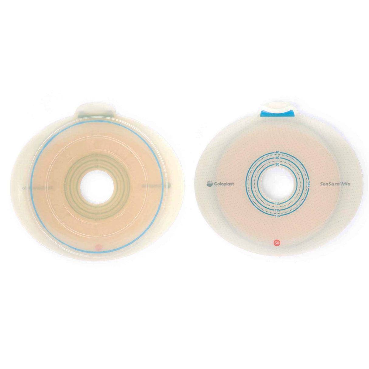 Coloplast SenSura Mio Flex Two-Piece Skin Barrier, Flat, Pre-Cut, 50 mm Flange, Red