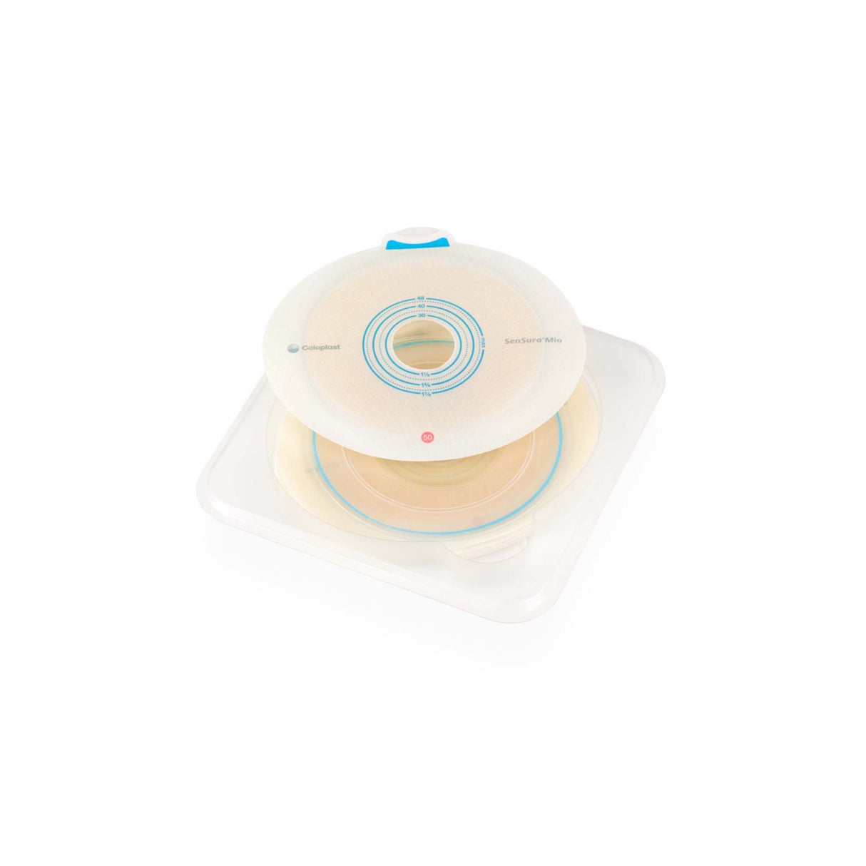 Coloplast SenSura Mio Flex Two-Piece Skin Barrier, Flat, Pre-Cut, 50 mm Flange, Red