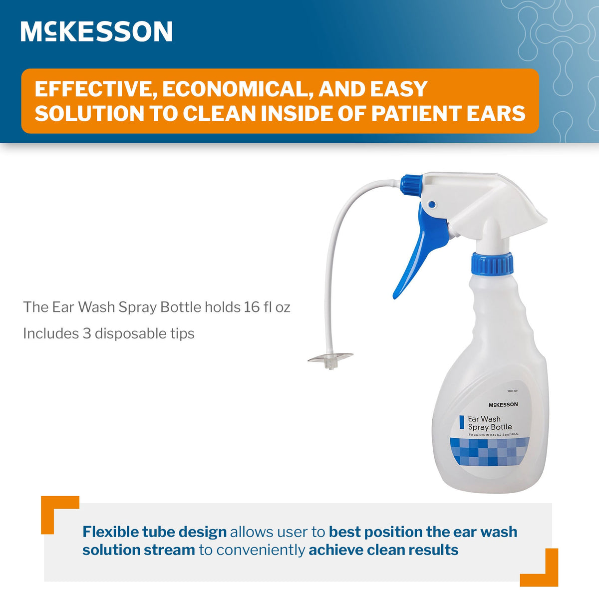 McKesson Ear Wash System, 16 oz, with 3 Disposable Tips - 140-2 - LL Medico