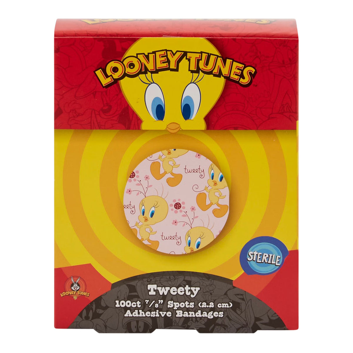 Dukal Looney Tunes Tweety Adhesive Bandages, Sterile, 7/8-Inch Round - 1074737 - LL Medico