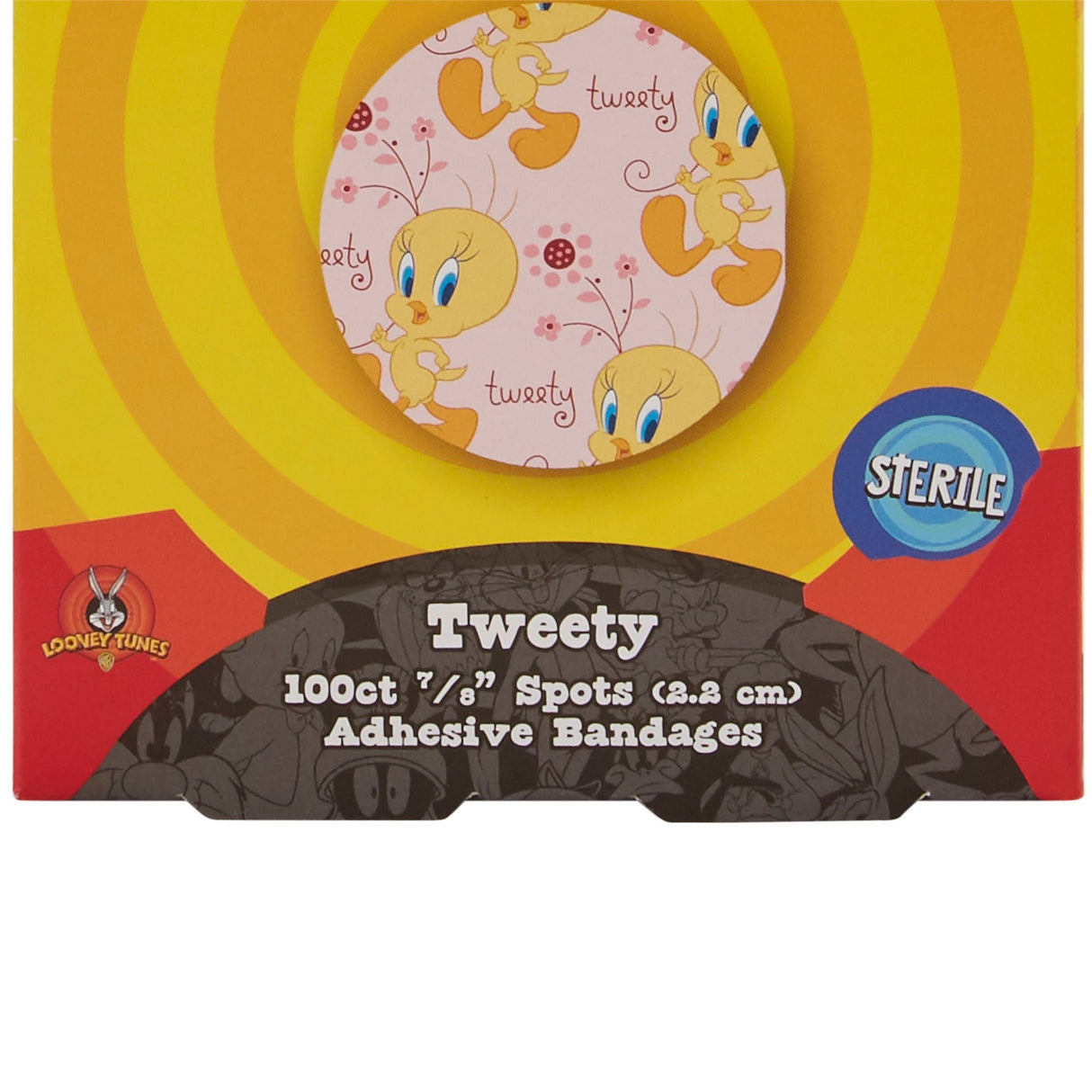 Dukal Looney Tunes Tweety Adhesive Bandages, Sterile, 7/8-Inch Round - 1074737 - LL Medico