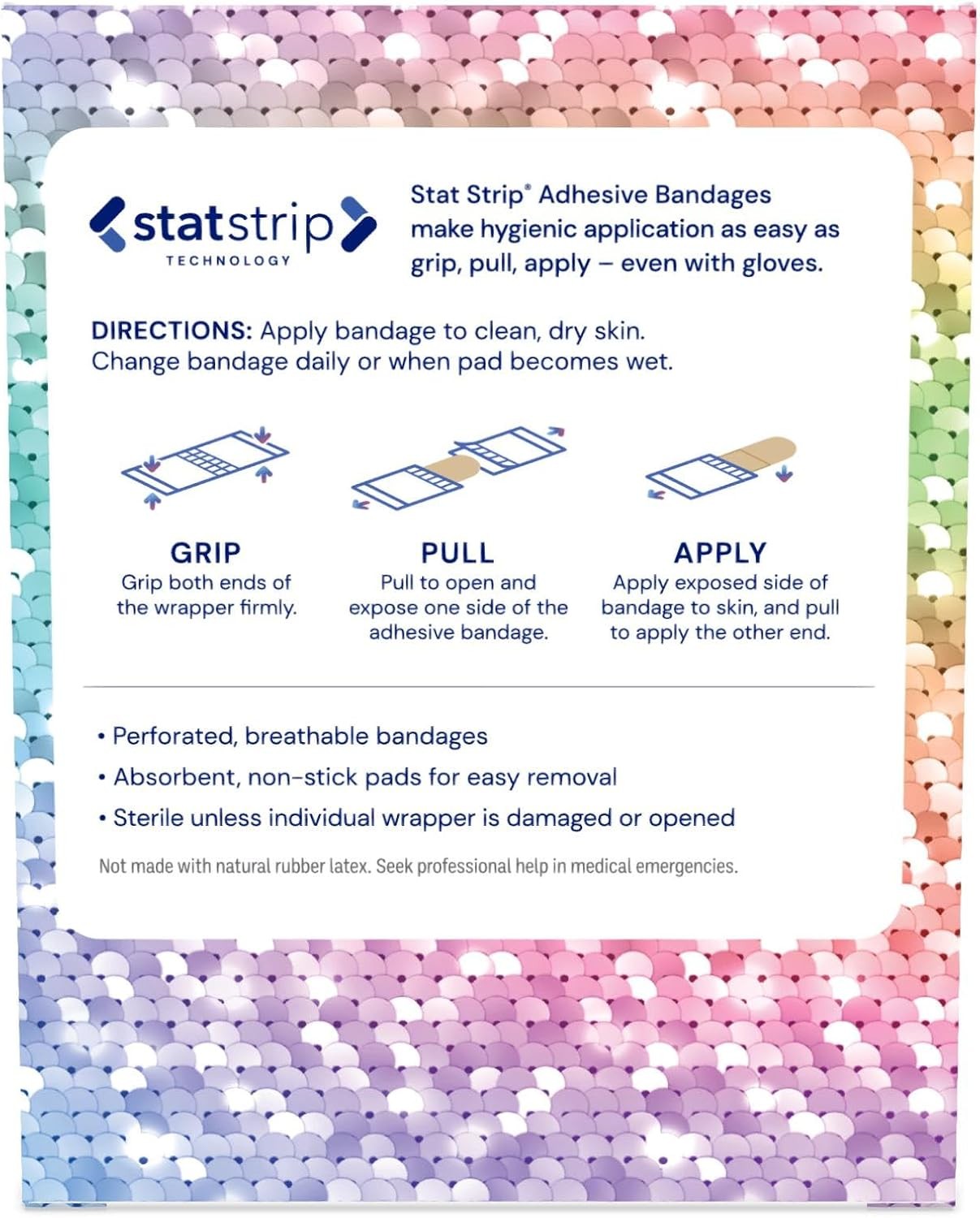 Dukal Glitter & Stars Stat Strip Adhesive Bandages, Sterile, Assorted Sizes - 1075413 - LL Medico