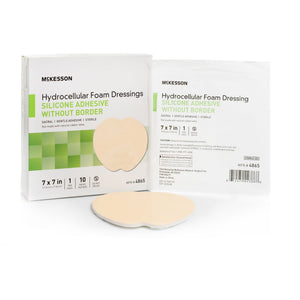 McKesson Hydrocellular Foam Dressing, Silicone Adhesive, w/o Border, 7" x 7" - 4865 - LL Medico