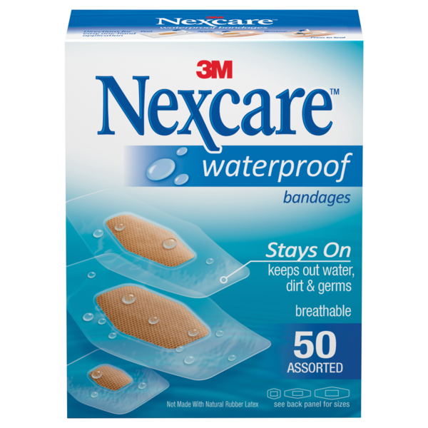 Nexcare Waterproof Clear / Tan Adhesive Strip, Assorted Sizes