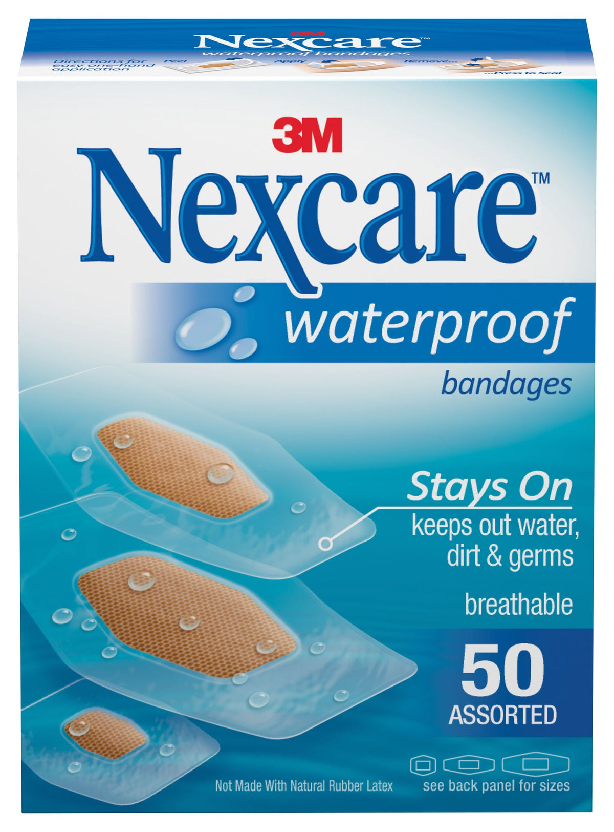 Nexcare Clear Waterproof Bandages, Sterile, Assorted Sizes