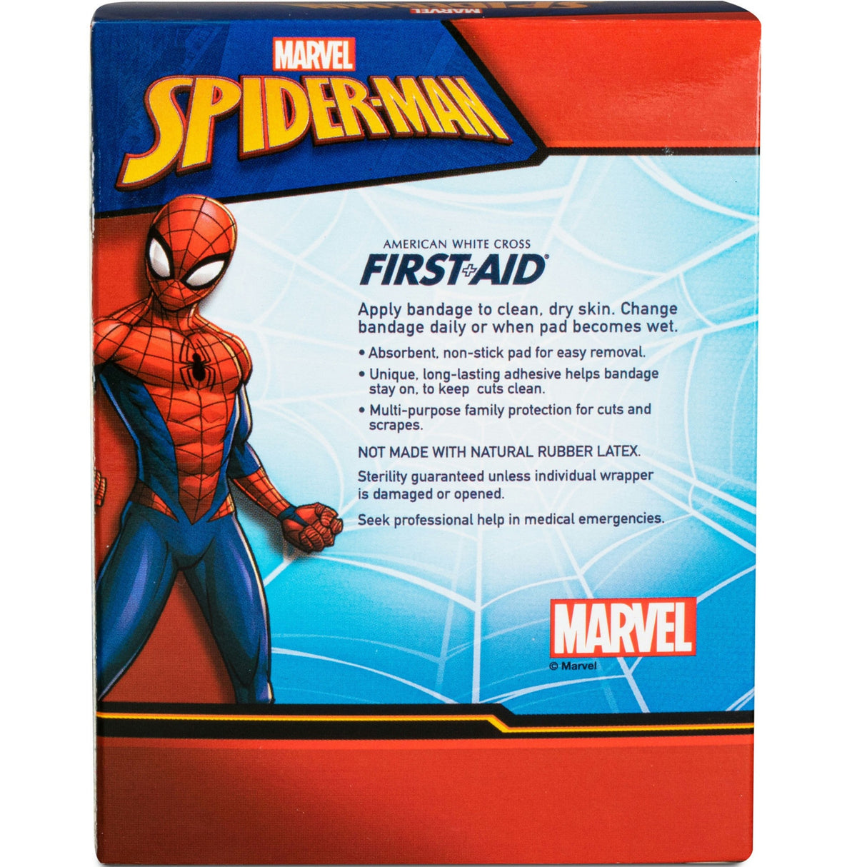 Dukal American White Cross Stat Strip Adhesive Strip, 3/4 x 3 Inch, Spider-Man Design