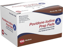Dynarex Povidone-Iodine Prep Pad, 10% Strength, Antiseptic Nonwoven, Medium, 1.25" x 2.5", Non-Sterile - 1108 - LL Medico
