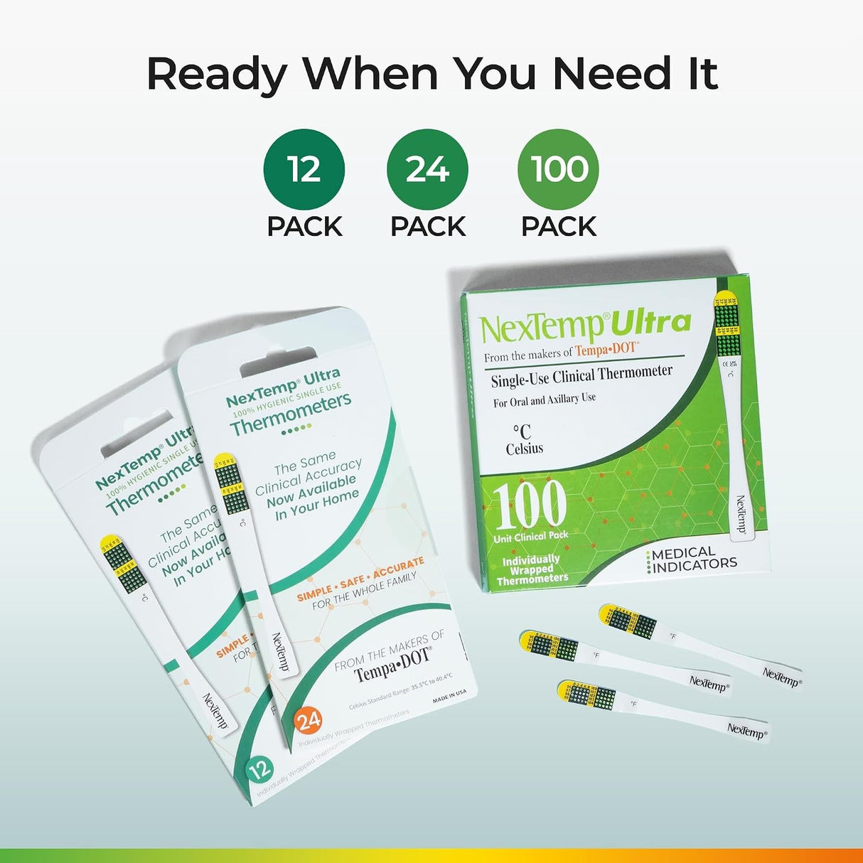 NexTemp Single Patient Skin Thermometer, 96 to 104 °F