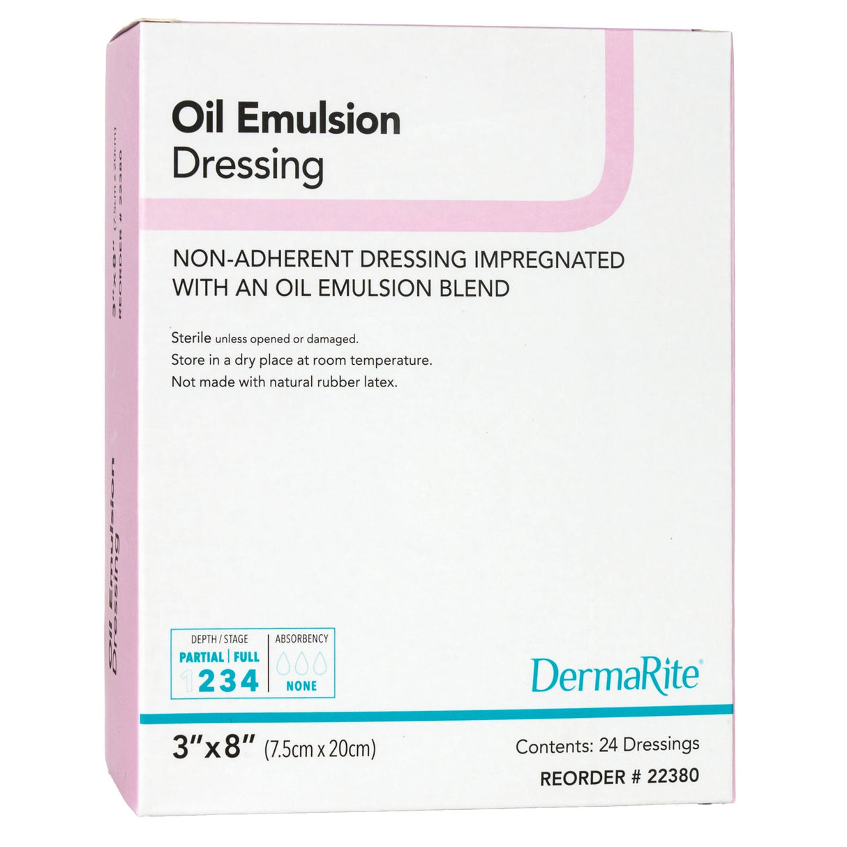 DermaRite Oil Emulsion Impregnated Dressing, Rectangle, Sterile — 3" x 8"