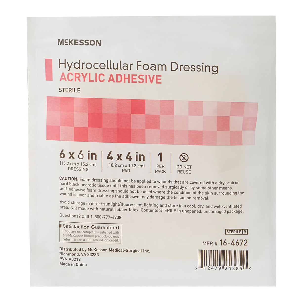 McKesson Foam Dressing With Border, Film Backing, Square, Sterile — 6" x 6"
