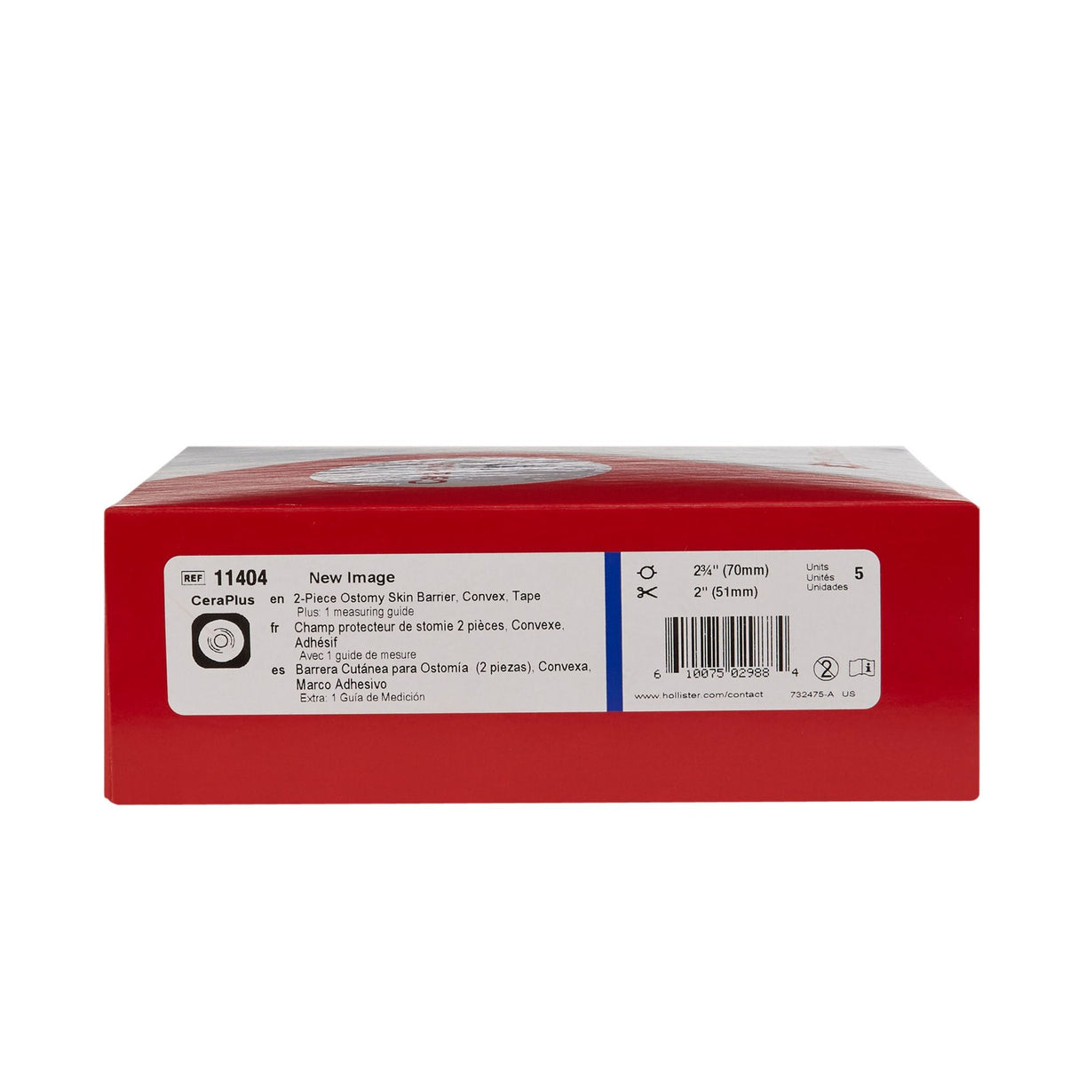 Hollister New Image CeraPlus Two-Piece Skin Barrier, Convex, Cut-to-Fit, 70 mm Flange