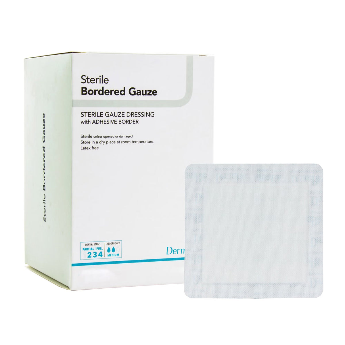 DermaRite Bordered Gauze, Island Dressing, White, Gauze, Sterile - LL Medico