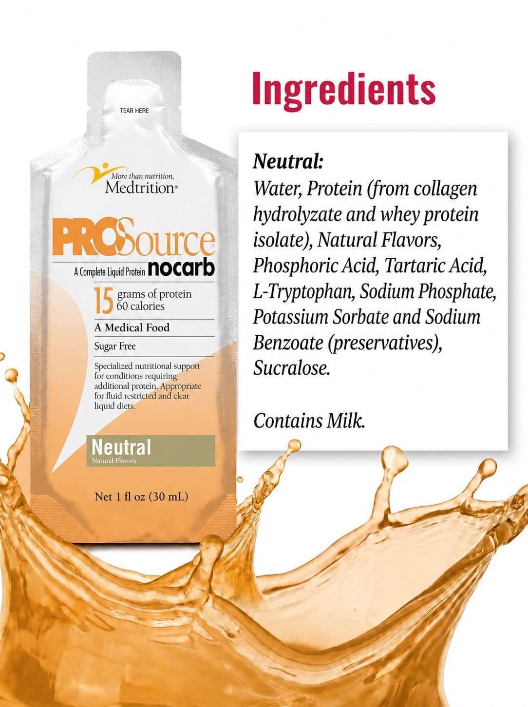 ProSource NoCarb Liquid Protein Supplement, Unflavored, 1 oz