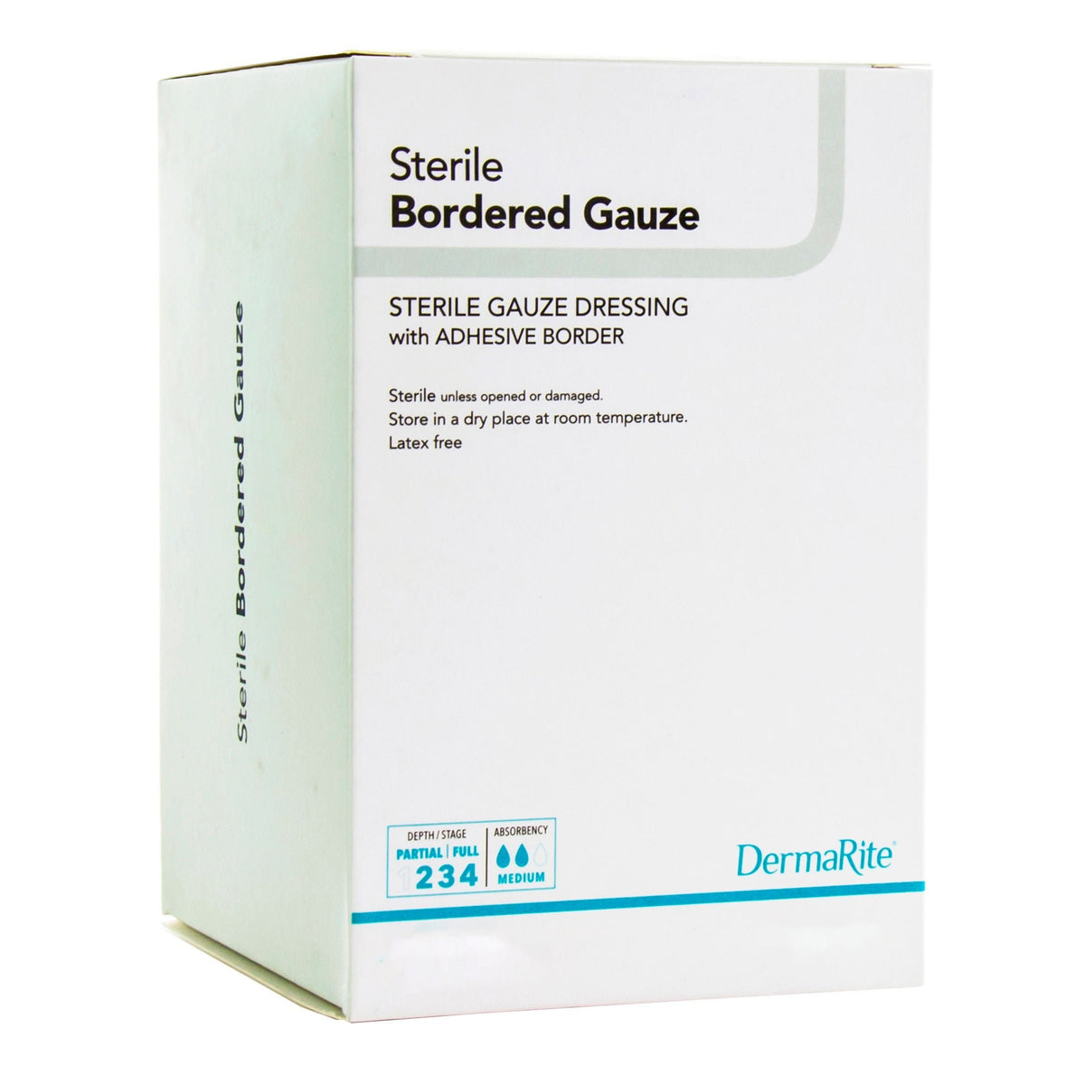 DermaRite Bordered Gauze, Island Adhesive Dressing, White, Gauze, Sterile, 4" x 8" - 11480-Single - LL Medico